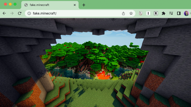 Fake screenshot of Minecraft in Chrome