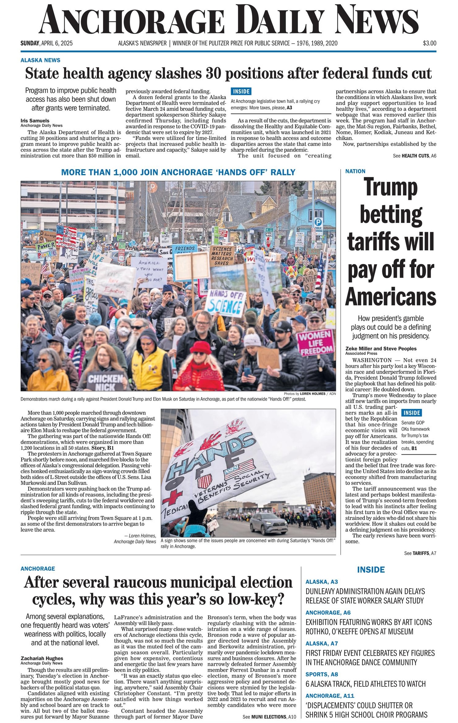 Anchorage Daily News front page