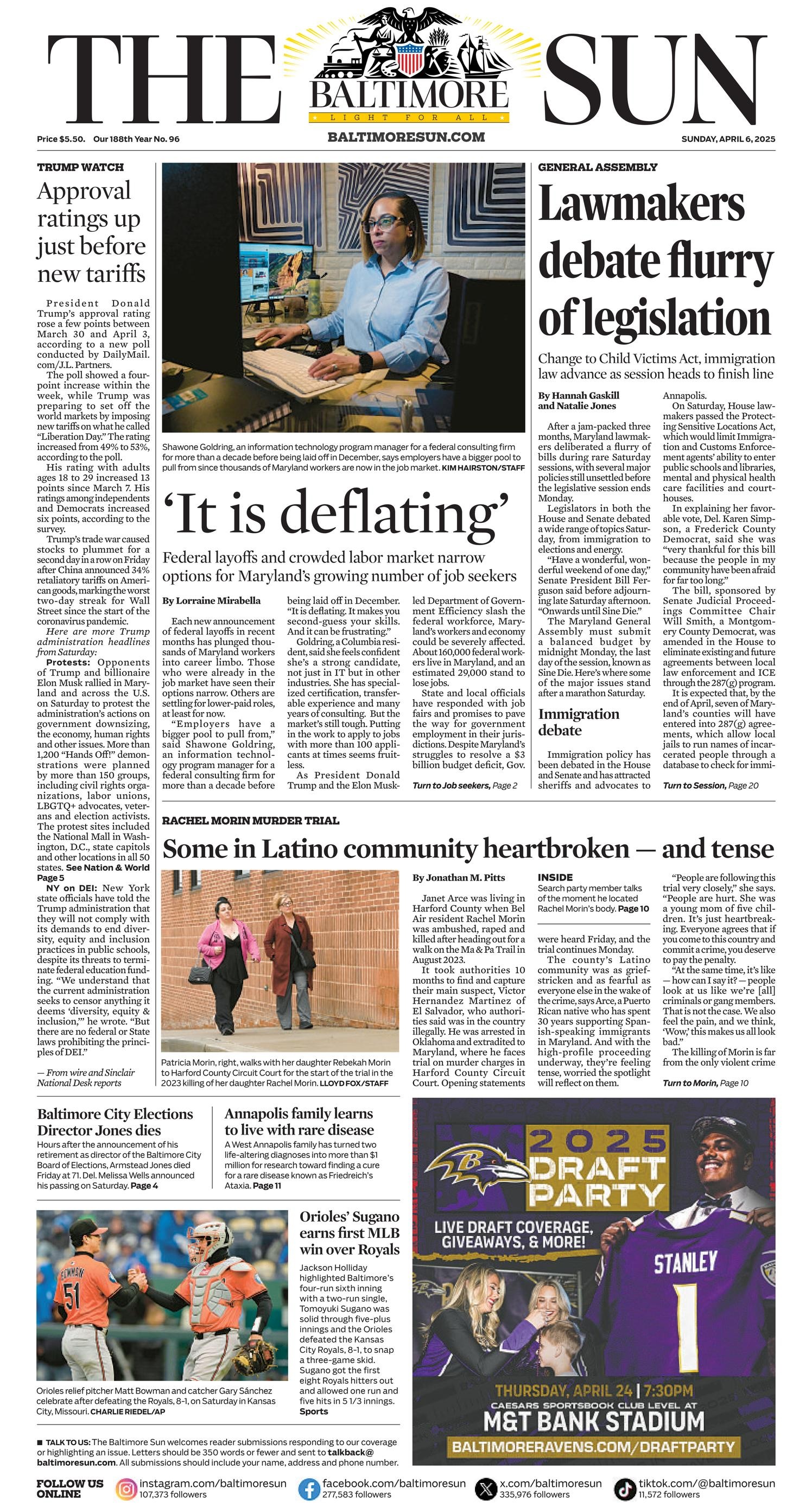 Baltimore Sun front page