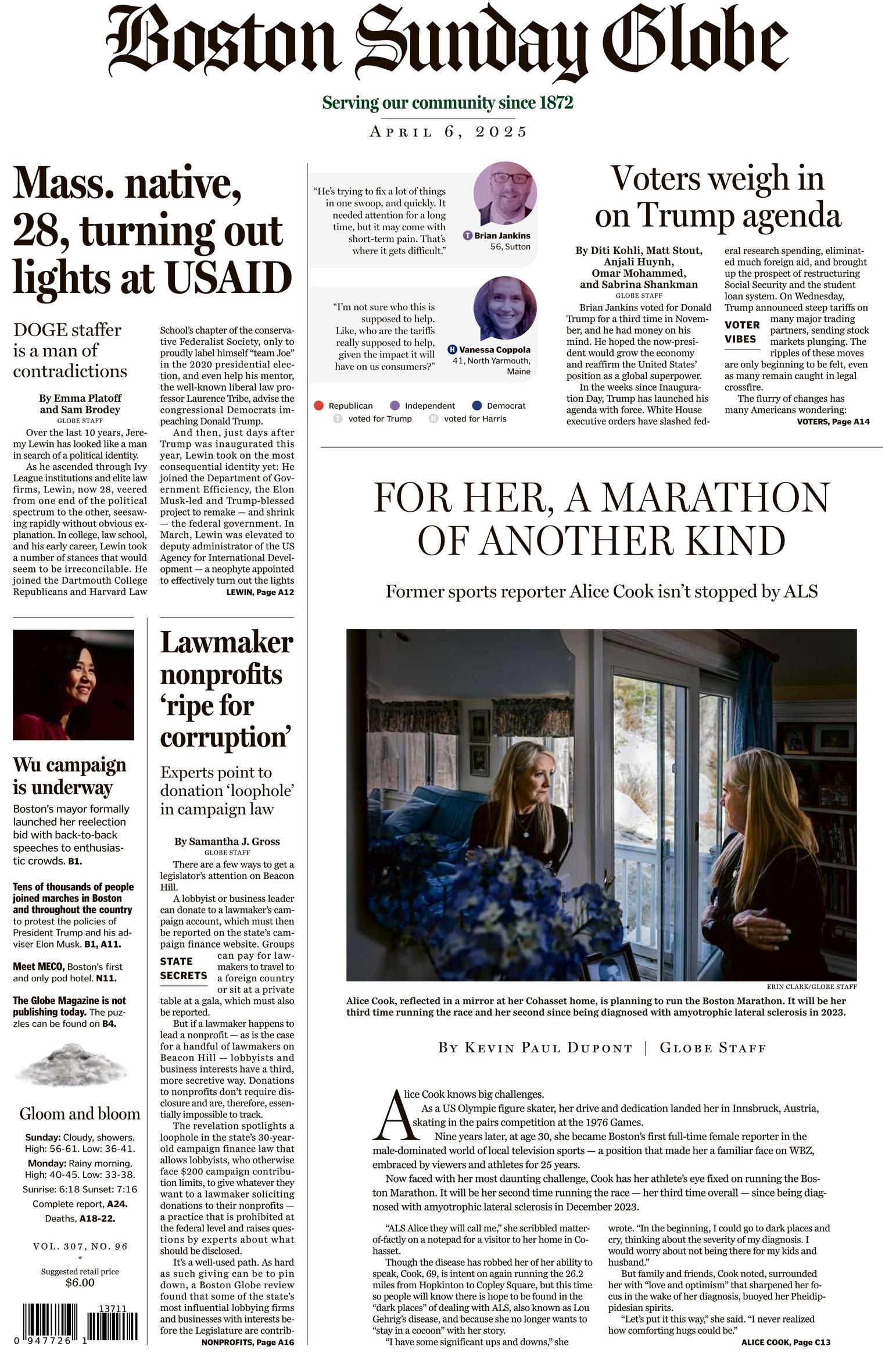 Boston Globe front page