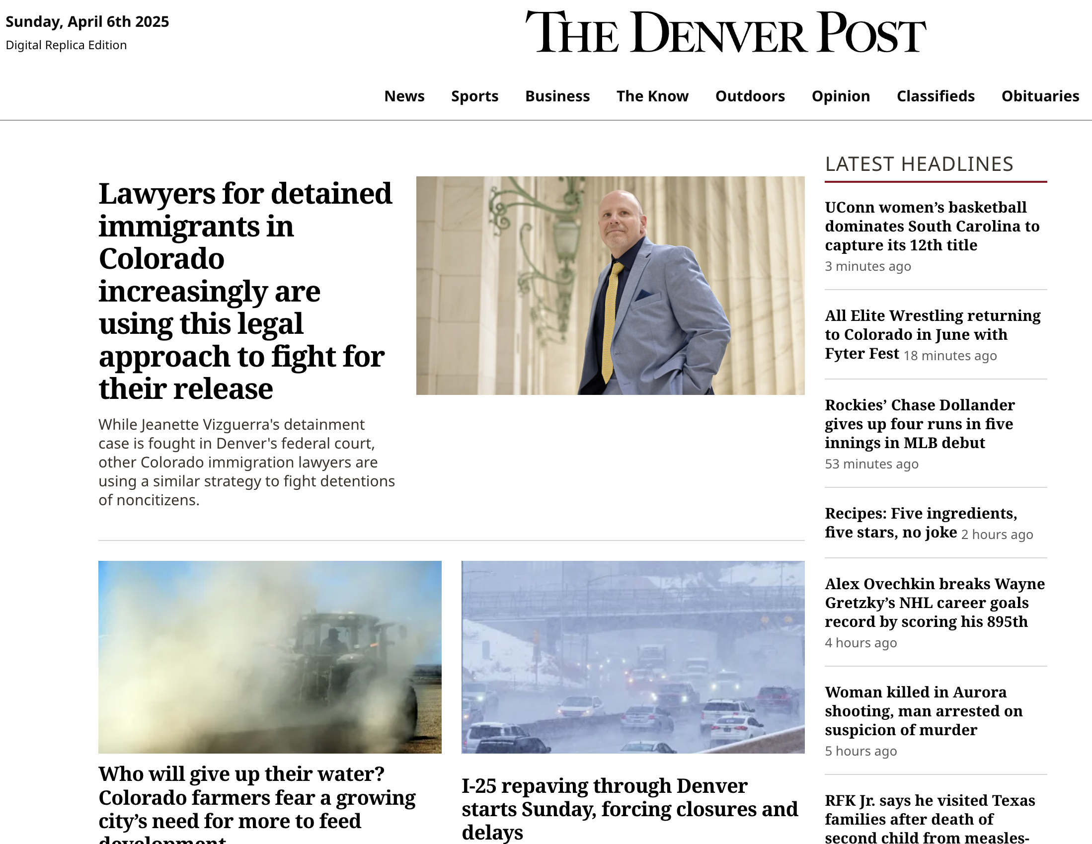 Denver Post front page