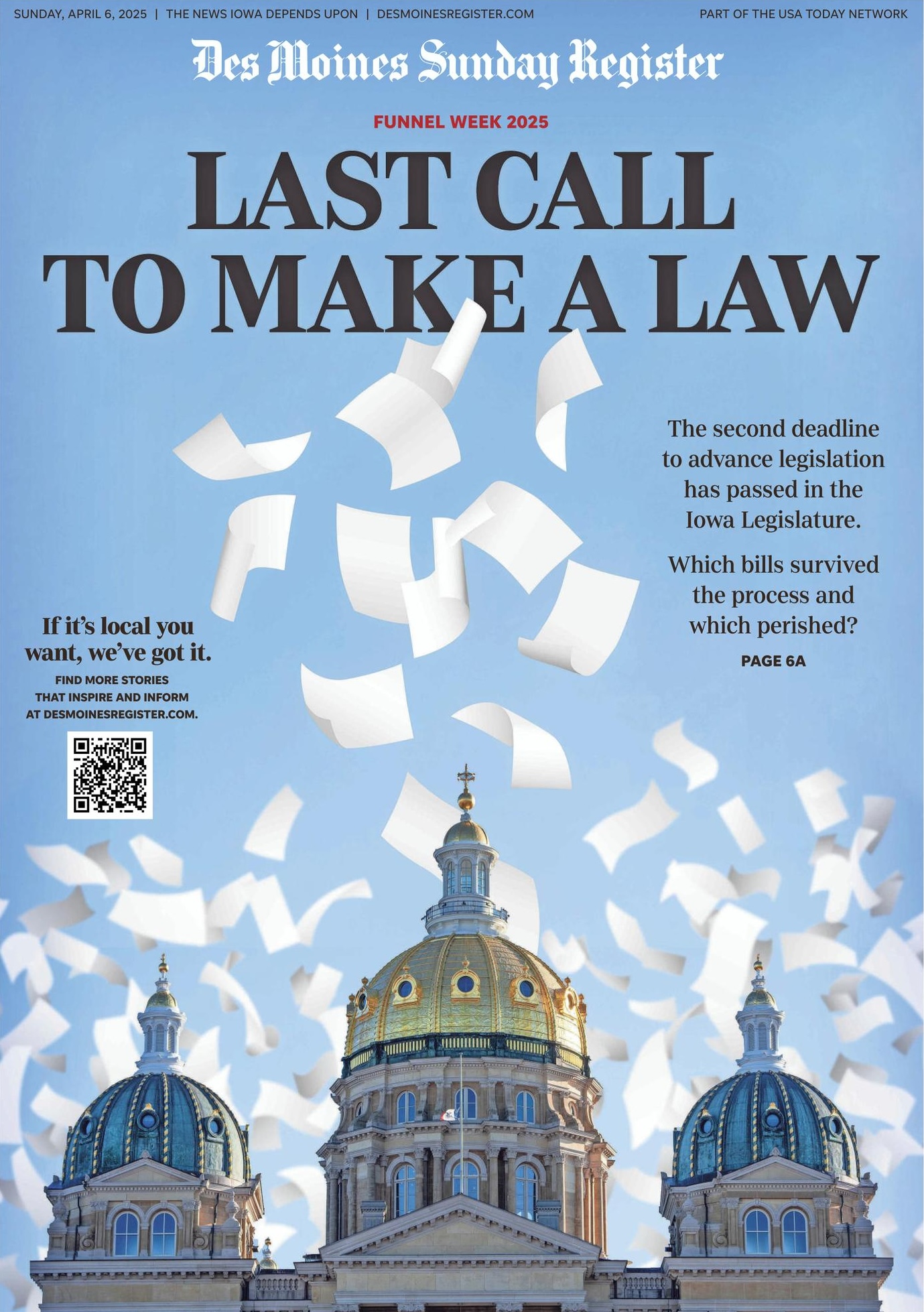Des Moines Register front page