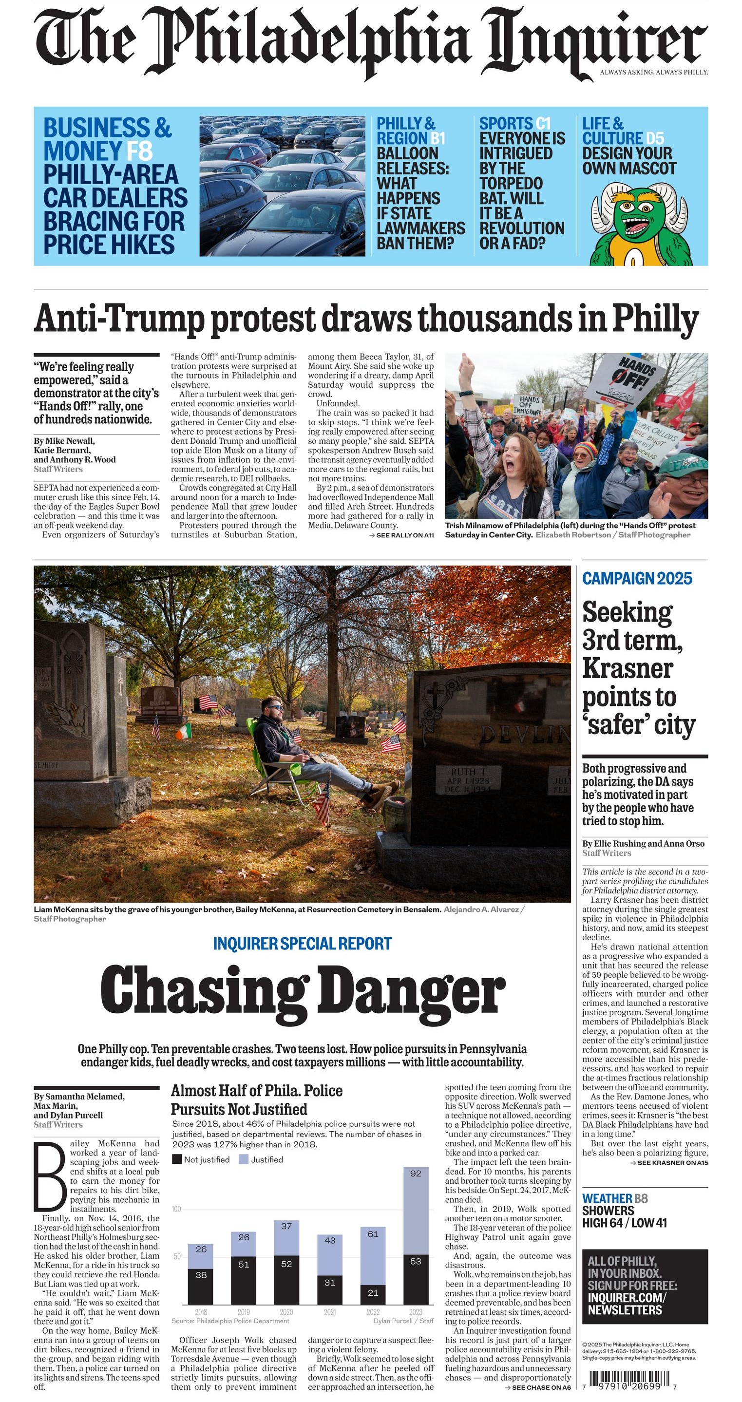 Philadelphia Inquirer front page