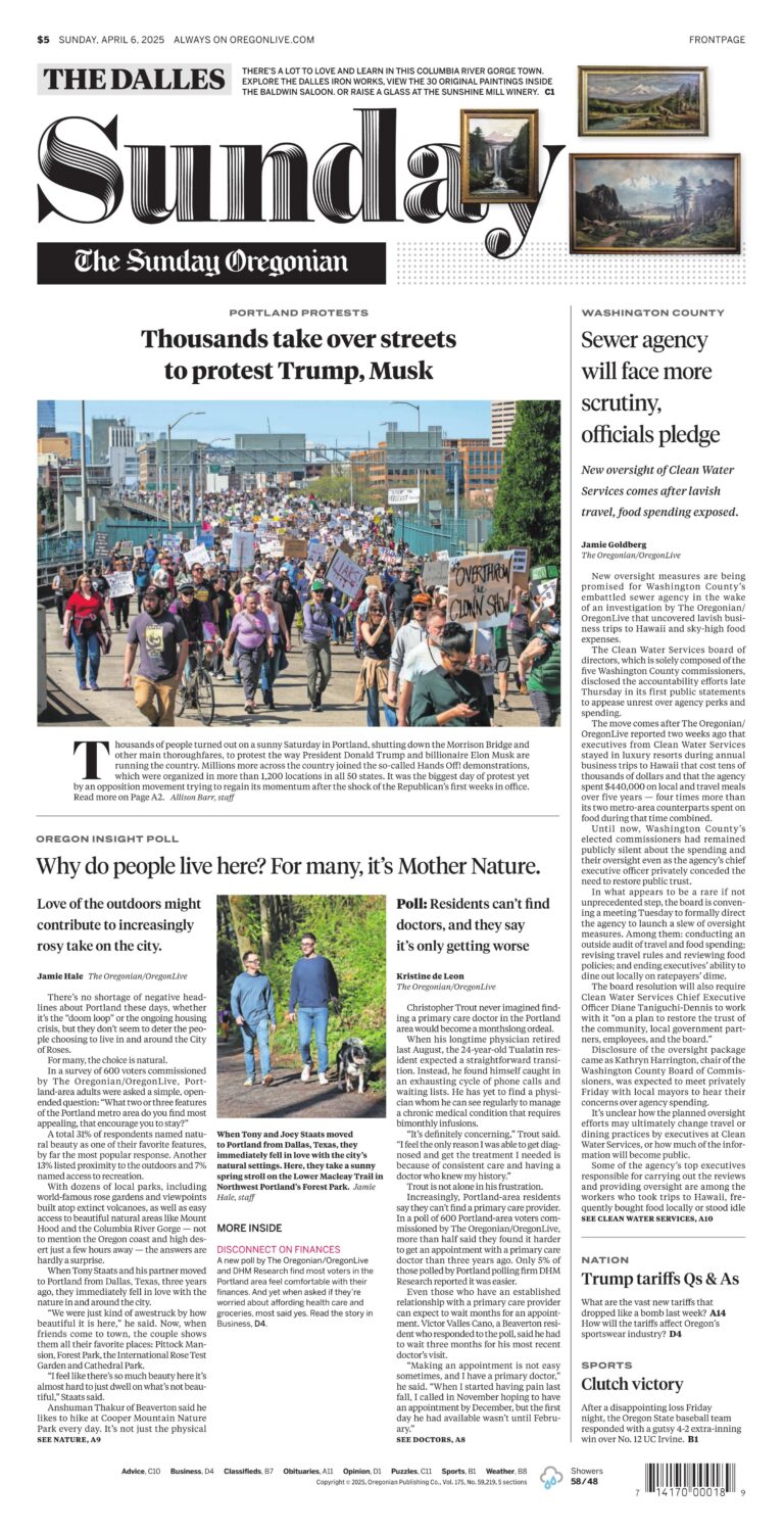 The Oregonian front page