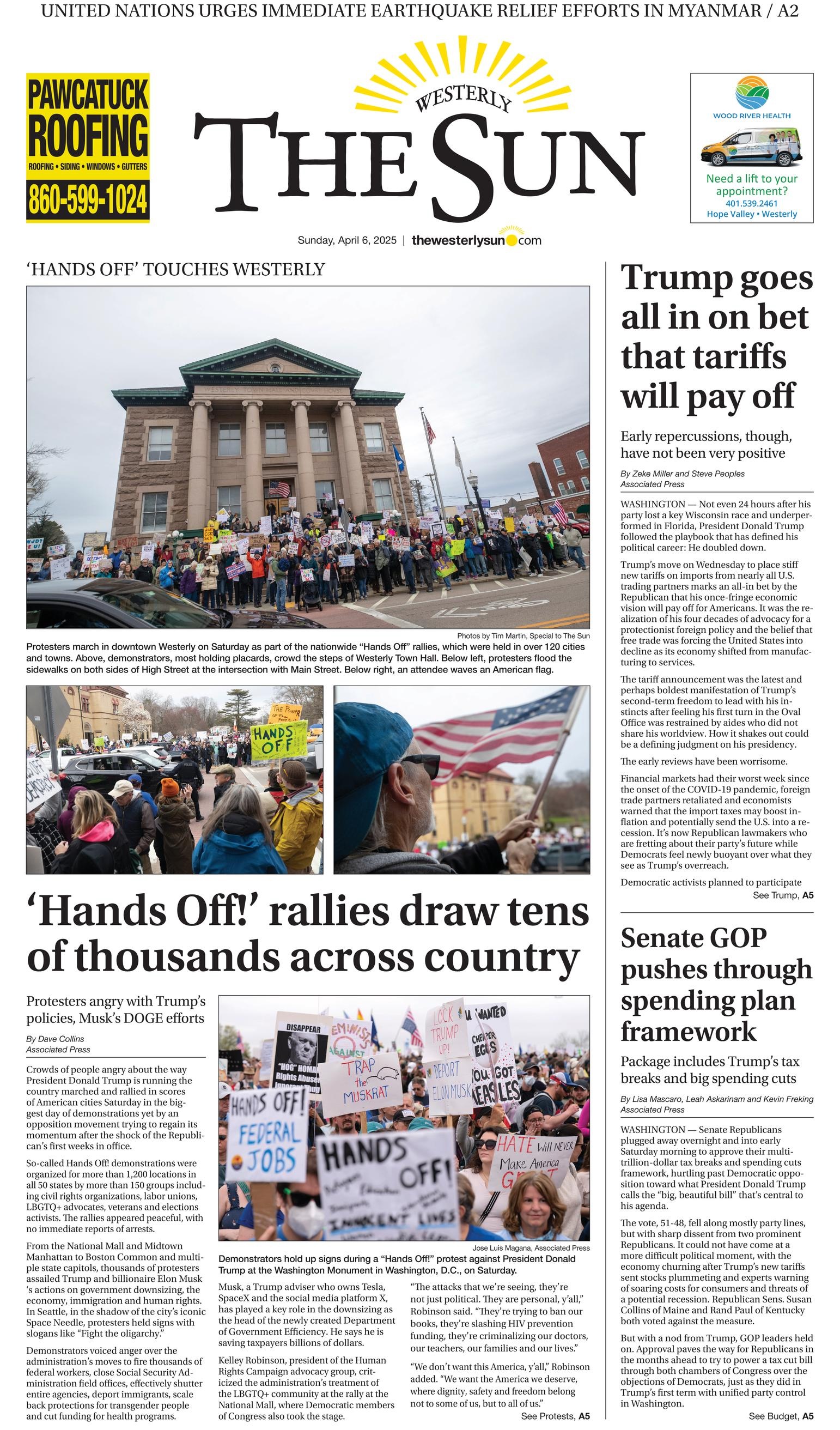 Westerly Sun front page